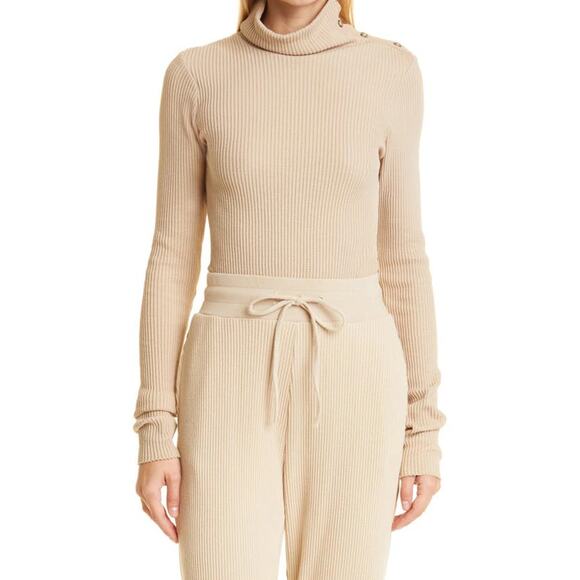 The Range Stark Taupe Mushroom Ribbed Thermal Top Turtleneck Sweater New XS - Picture 2 of 8